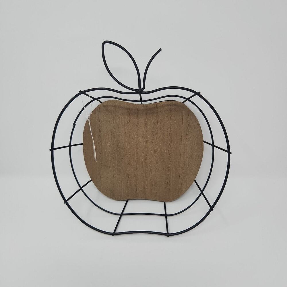 Apple Shaped Basket Wire Wooden